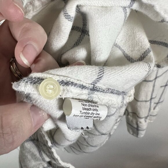 Madewell Button Up Collared Checkered Top Women’s Size Medium White Cotton Wool‎ - Picture 6 of 9